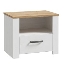 Bogota Wooden Bedside Cabinet With 1 Drawer In White Riviera Oak