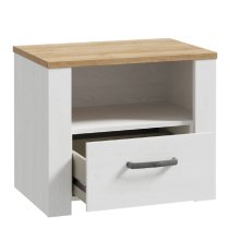 Bogota Wooden Bedside Cabinet With 1 Drawer In White Riviera Oak