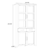 Bogota Wooden Display Cabinet 4 Doors In Oak And Navy With LED