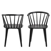 Ithaca Black Wooden Dining Chairs In Pair