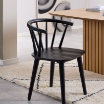 Ithaca Black Wooden Dining Chairs In Pair