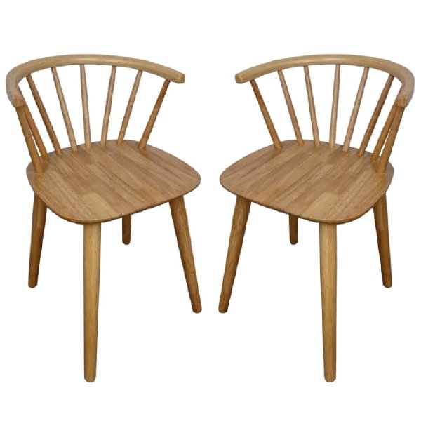 Ithaca Oak Wooden Dining Chairs In Pair