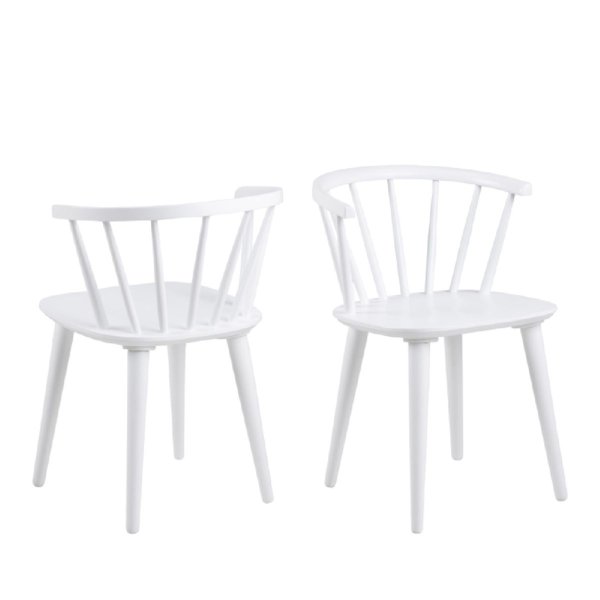 Ithaca White Wooden Dining Chairs In Pair