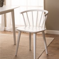 Ithaca White Wooden Dining Chairs In Pair