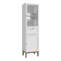 Waldorf Display Cabinet 1 Drawer In Light Grey Oak With LED