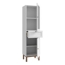 Waldorf Display Cabinet 1 Drawer In Light Grey Oak With LED