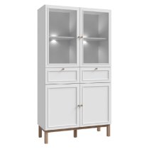 Waldorf Display Cabinet 2 Drawers In Light Grey Oak With LED