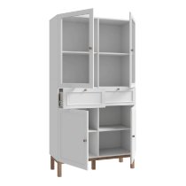 Waldorf Display Cabinet 2 Drawers In Light Grey Oak With LED