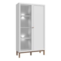 Waldorf Wooden Display Cabinet 2 Doors In Light Grey Oak With LED