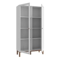 Waldorf Wooden Display Cabinet 2 Doors In Light Grey Oak With LED