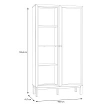 Waldorf Wooden Display Cabinet 2 Doors In Light Grey Oak With LED