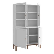 Waldorf Wooden Display Cabinet 4 Doors In Light Grey Oak With LED