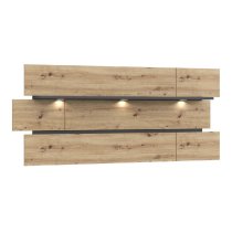 Kanata Wooden Wall Shelf In Artisan Oak And Wolfram Grey With LED