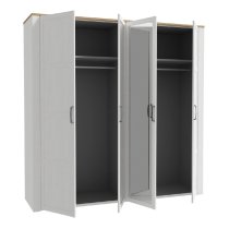 Bogota Wooden Mirrored Wardrobe With 4 Doors In Riviera Oak White