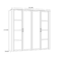 Bogota Wooden Mirrored Wardrobe With 4 Doors In Riviera Oak White