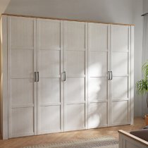 Bogota Wooden Wardrobe With 5 Doors In Riviera Oak And White