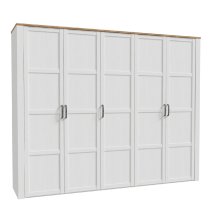 Bogota Wooden Wardrobe With 5 Doors In Riviera Oak And White