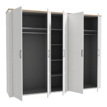 Bogota Wooden Wardrobe With 5 Doors In Riviera Oak And White