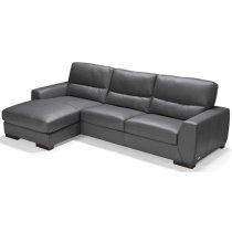 Natick Leather Corner Chaise Sofa Left Handed In Anthracite