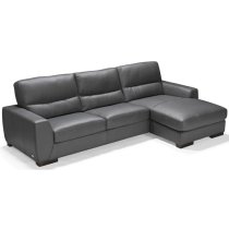 Natick Leather Corner Chaise Sofa Right Handed In Anthracite