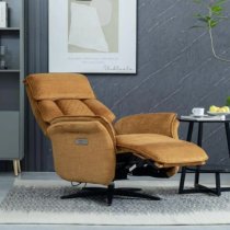 Edison Swivel Fabric Electric Recliner Chair In Amber