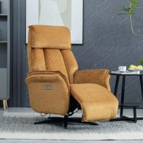 Edison Swivel Fabric Electric Recliner Chair In Amber