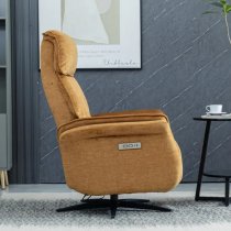 Edison Swivel Fabric Electric Recliner Chair In Amber