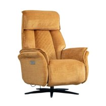 Edison Swivel Fabric Electric Recliner Chair In Amber