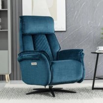 Edison Swivel Fabric Electric Recliner Chair In Ocean Blue