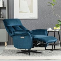 Edison Swivel Fabric Electric Recliner Chair In Ocean Blue