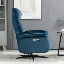 Edison Swivel Fabric Electric Recliner Chair In Ocean Blue