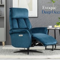 Edison Swivel Fabric Electric Recliner Chair In Ocean Blue