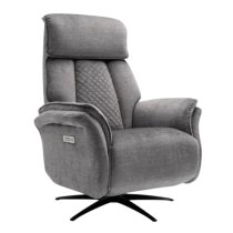 Edison Swivel Fabric Electric Recliner Chair In Grey