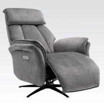 Edison Swivel Fabric Electric Recliner Chair In Grey