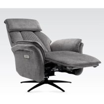 Edison Swivel Fabric Electric Recliner Chair In Grey