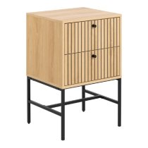 Abilene Wooden Bedside Cabinet With 2 Drawers In Oak And Black