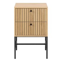 Abilene Wooden Bedside Cabinet With 2 Drawers In Oak And Black