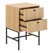 Abilene Wooden Bedside Cabinet With 2 Drawers In Oak And Black