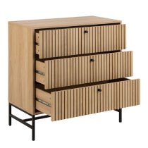 Abilene Wooden Chest Of 3 Drawers In Oak And Black