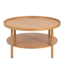 Alcoa Wooden Coffee Table Round With Undershelf In Oak