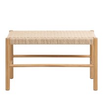 Albany Wooden Weaved Seating Bench In Off White And Oak