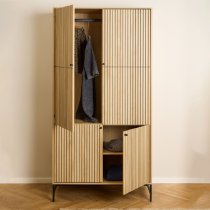 Abilene Wooden Wardrobe With 4 Doors In Oak And Black