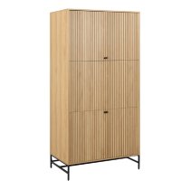 Abilene Wooden Wardrobe With 4 Doors In Oak And Black