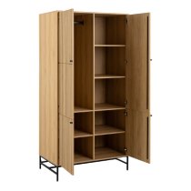 Abilene Wooden Wardrobe With 4 Doors In Oak And Black