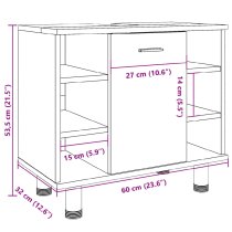 Putnam Wooden Vanity Unit With 1 Door In Grey Sonoma