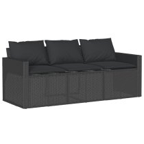 Ponce Rattan Glass Outdoor 3 Seater Dining Set In Black