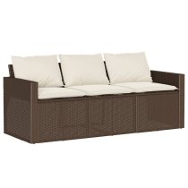 Ponce Rattan Glass Outdoor 3 Seater Dining Set In Brown Cream