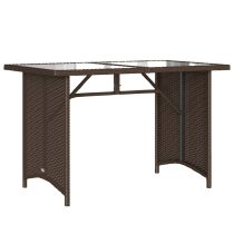 Ponce Rattan Glass Outdoor 3 Seater Dining Set In Brown Cream