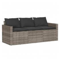 Ponce Rattan Glass Outdoor 3 Seater Dining Set In Dark Grey