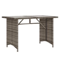 Ponce Rattan Glass Outdoor 3 Seater Dining Set In Dark Grey